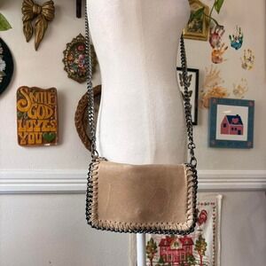 SOFIA Made in Italy Genuine Leather Chain Crossbody Womens Small Purse